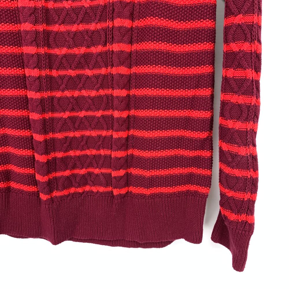 GAP Pullover Crew Neck Sweater Womens Size Medium Tall Red Maroon Cable Knit - Picture 4 of 5